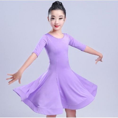 Girls latin dresses for kids children neon green red pink competition ballroom salsa rumba dresses outfits